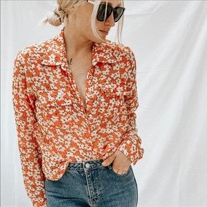 Sheer floral button up